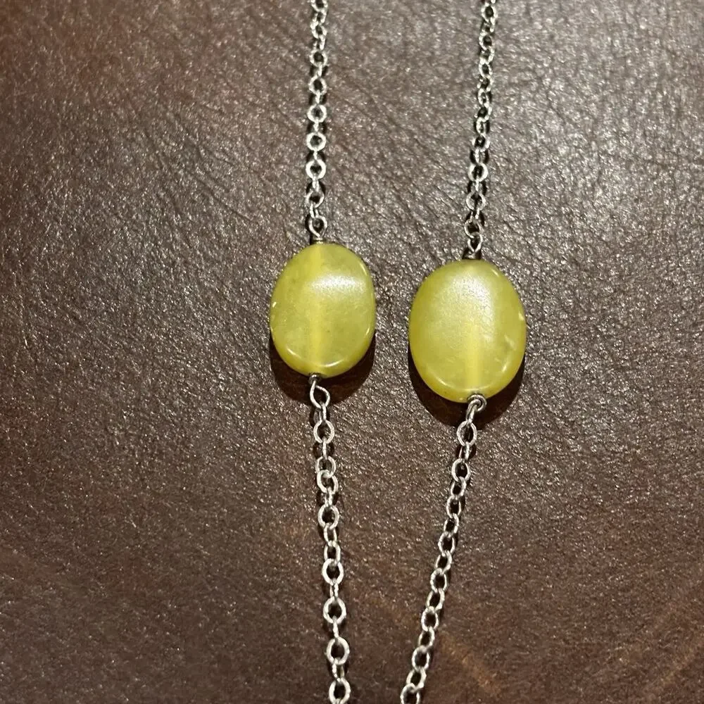 Sterling Silver Jasper Pendant Necklace Serpentine Station Stones Artisan 34